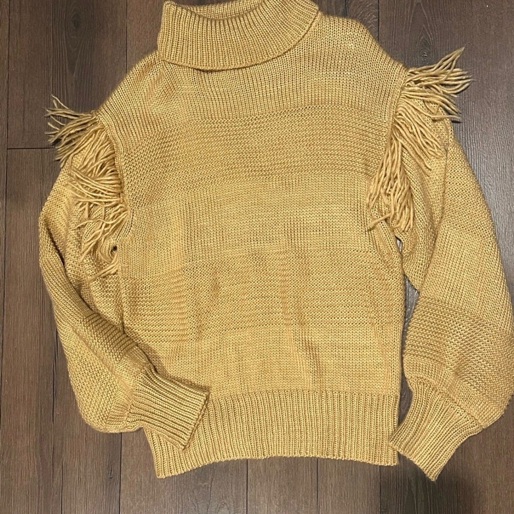 Fringed Turtleneck Sweater